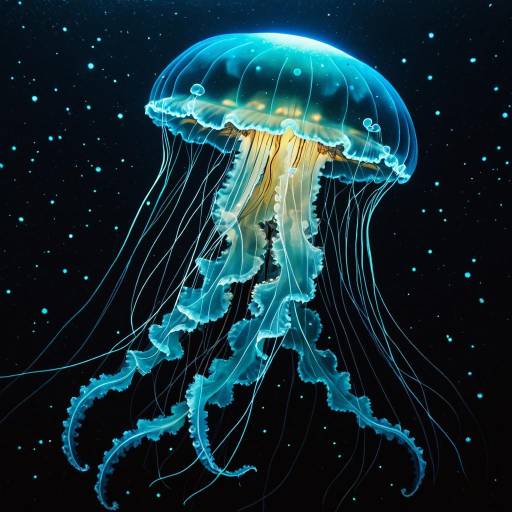 Bioluminescent Jellyfish with Glowing Tentacles