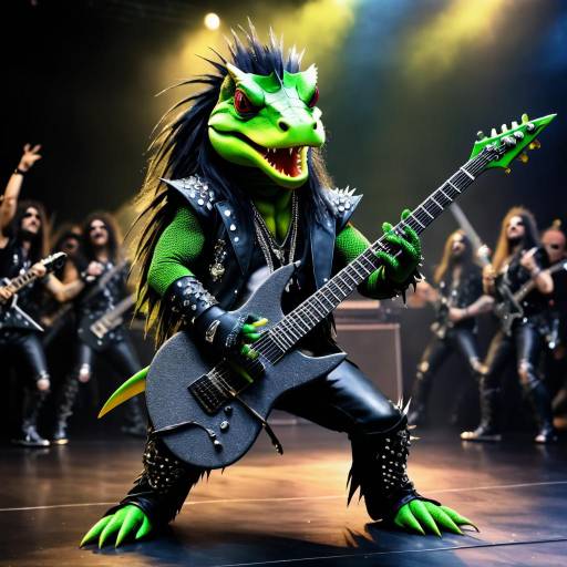 Lizard Rock Star Playing Guitar on Stage