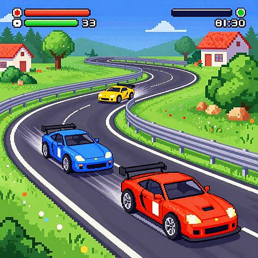 Vintage Pixel Art 2D Racing Game
