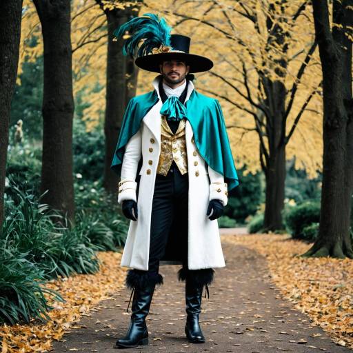 Man in Flamboyant Historical Costume with Feathered Hat