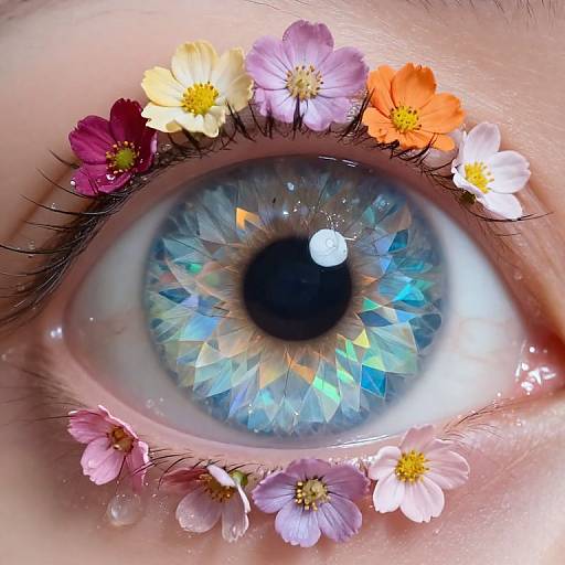 Symmetrical Eyeball Wrapped in Flowers