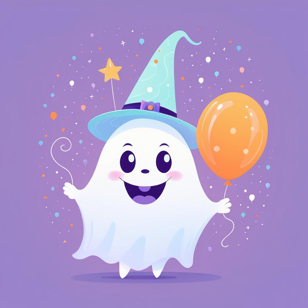 Cute Halloween Ghost with Party Hat