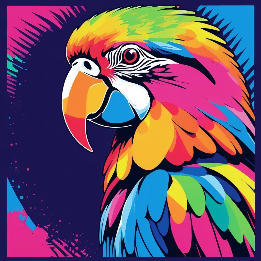 Vibrant Parrot in Warhol's Style