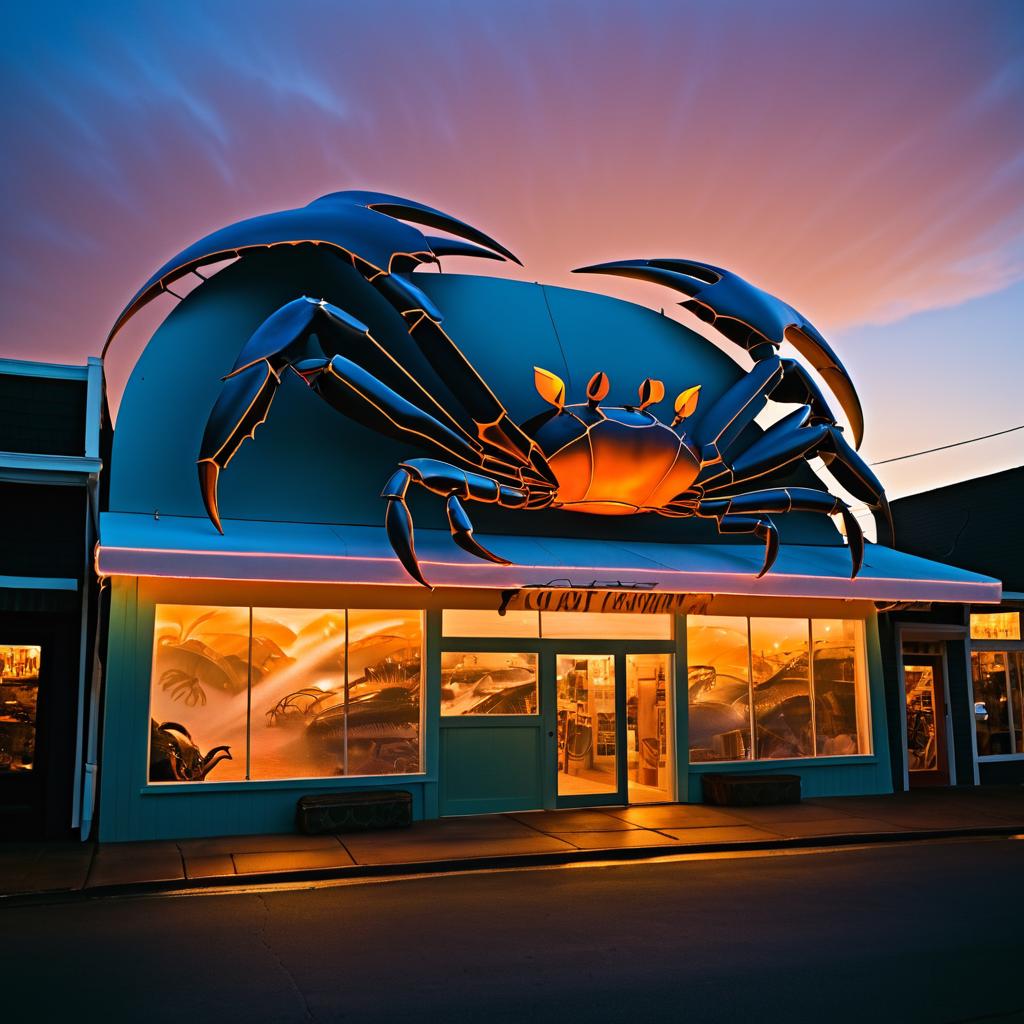 Giant Crab Attacks Surf Shop at Sunset