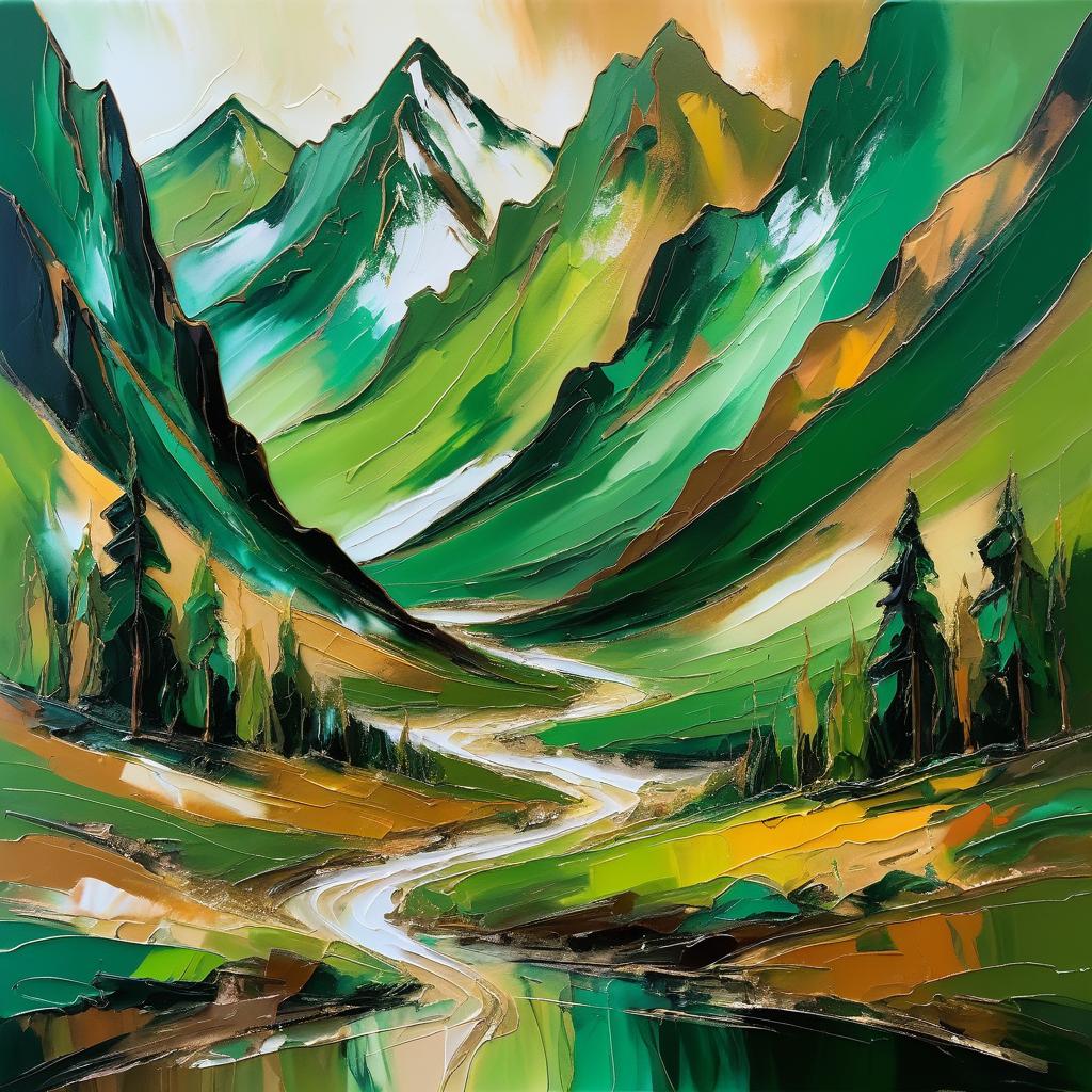 Abstract Expressionist Mountain Landscape