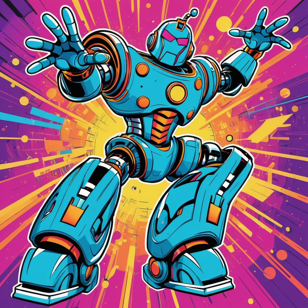 Goofy Robot in Vibrant Comic Style