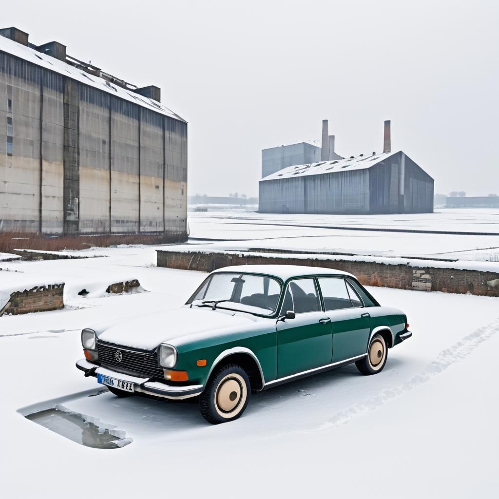 Classic 1970s French Car in Snow