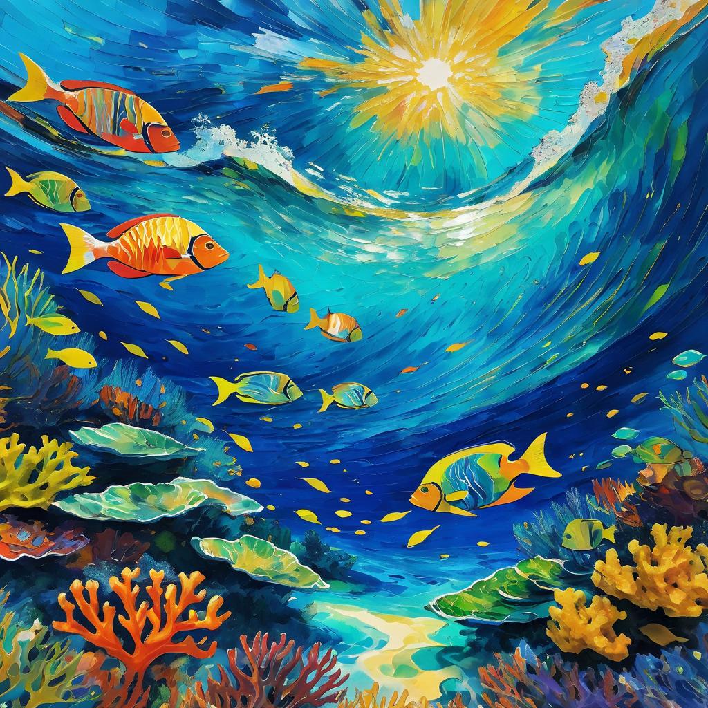 Vibrant Van Gogh Caribbean Underwater Scene