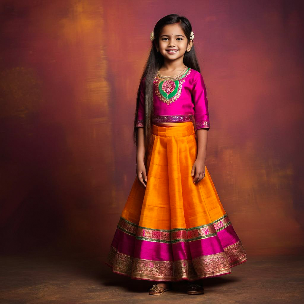 Joyful Girl in Colorful Diwali Attire