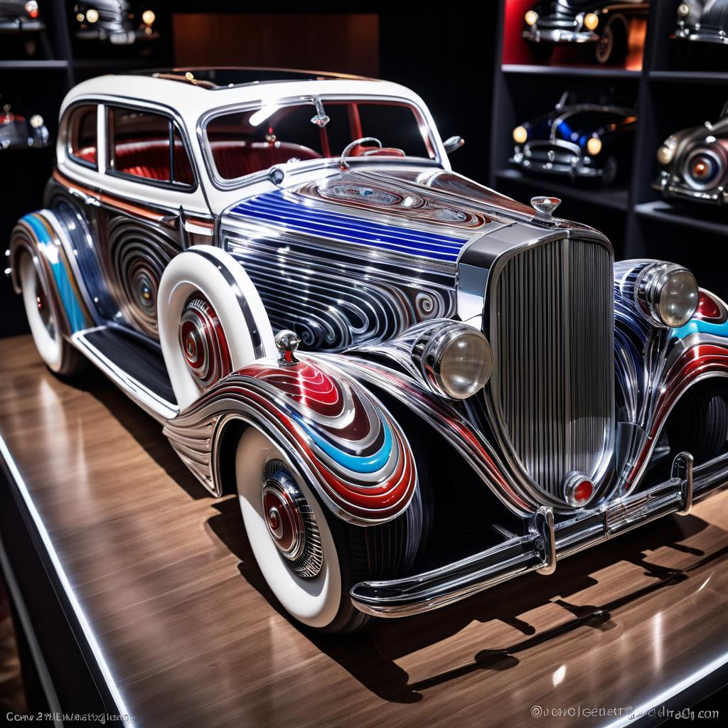 Artistic Fordite Carving of Vintage Vehicle