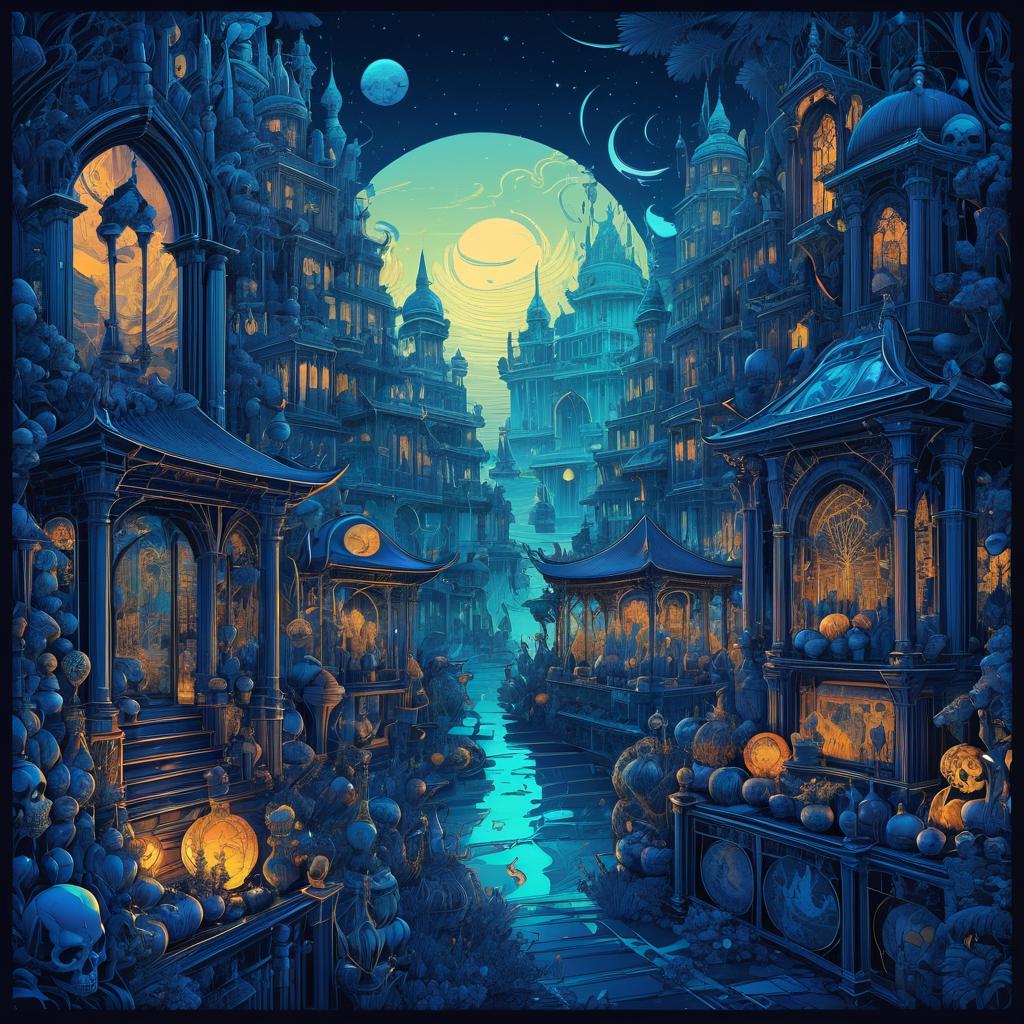 Whimsical Bazaar of Wonders Illustration