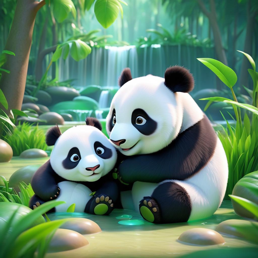 Nurturing Panda and Cub 3D Animation