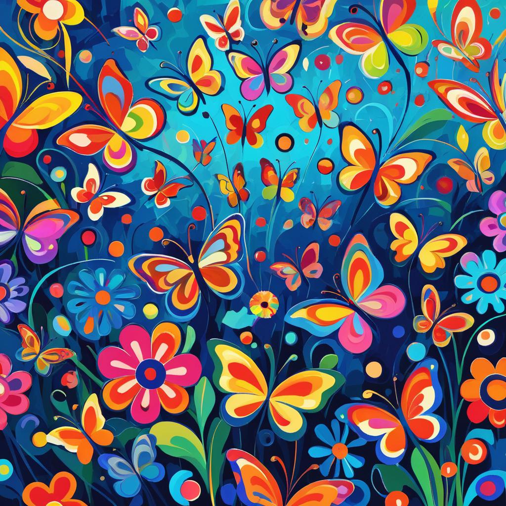 Whimsical Kandinsky Garden of Butterflies