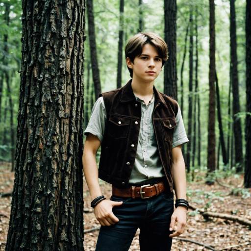 Young man standing in forest wearing vest
