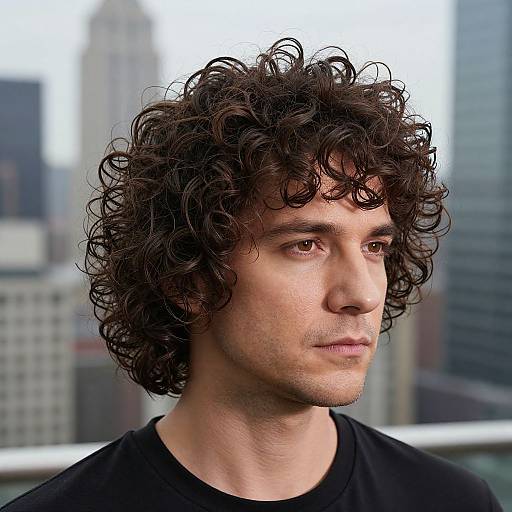 Curly Curtain Haircut on Fit European Man