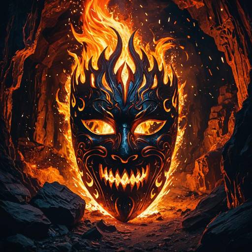 Enchanted Fiery Mask in Abyssal Cave