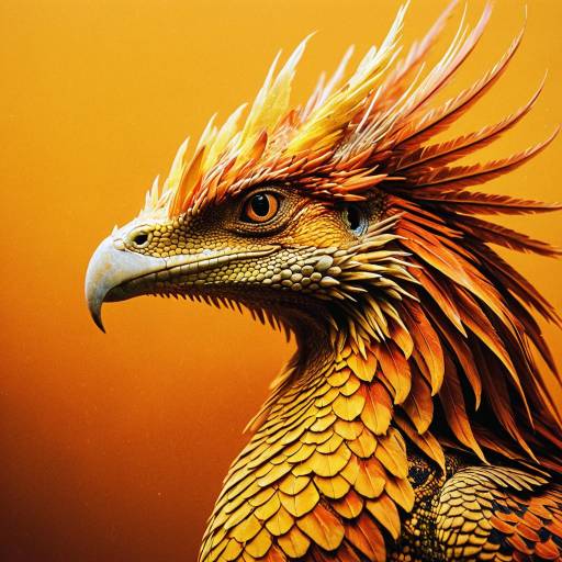 Fiery Phoenix with Intricate Scales
