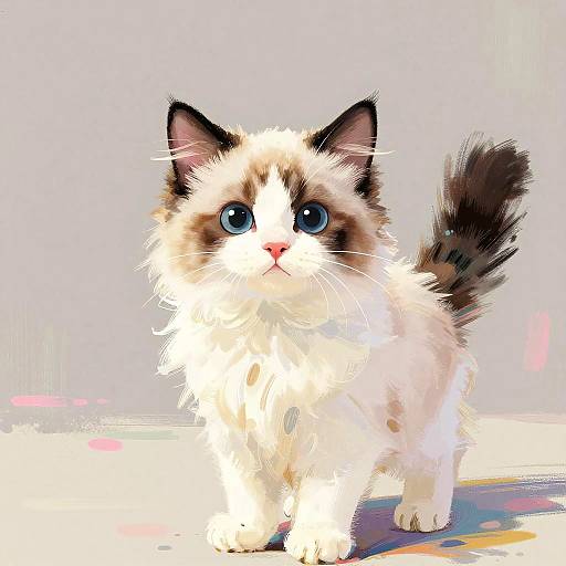 Whimsical Playful Spotted Kitten Illustration