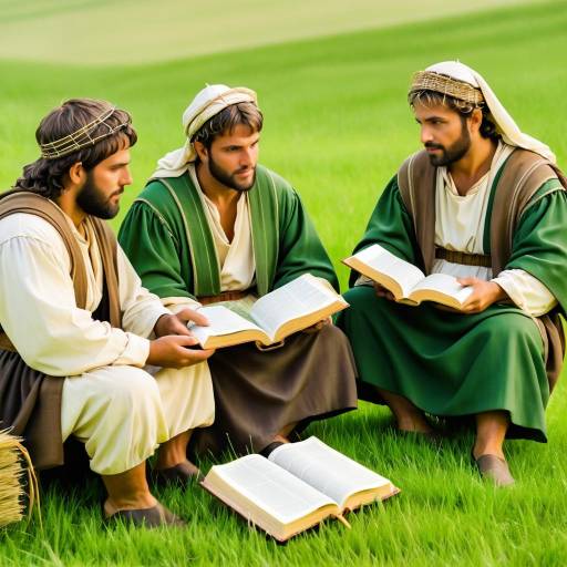 Shepherds Reading Bible in Meadow