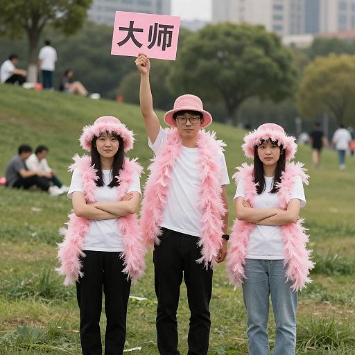 Playful Group Photo on Grassy Hill