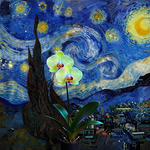 Orchid in Starry Night Style