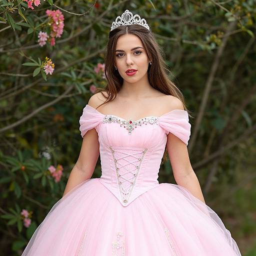 Confident Princess in Pink Gown