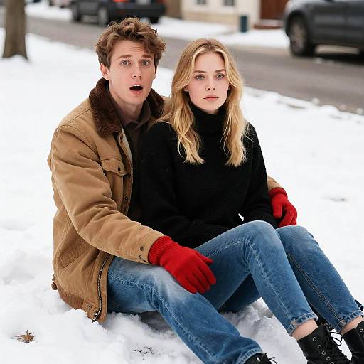 Surprised Moment in a Winter Scene