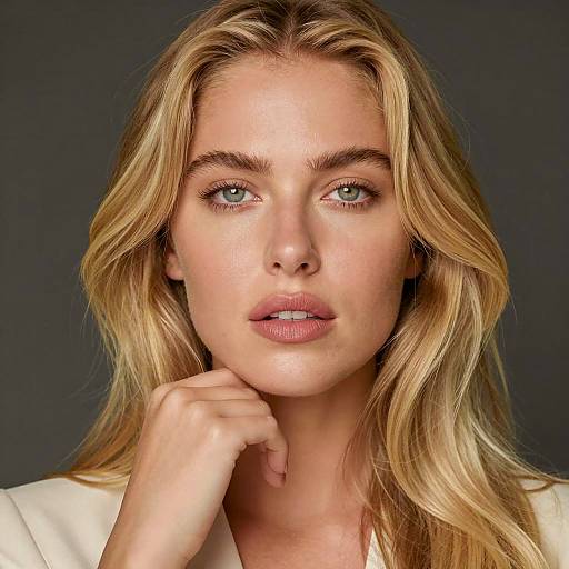 Portrait of a Blonde Woman with Green Eyes