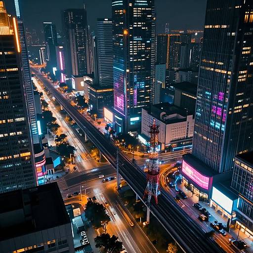 Cyberpunk Metropolis with Neon Infrastructure