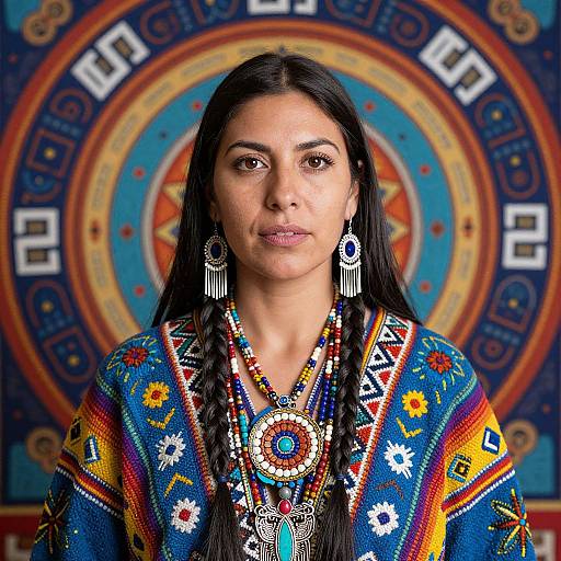 Navajo Woman with Psychedelic Patterns