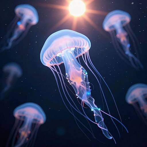 Cosmic Bioluminescent Jellyfish Drift