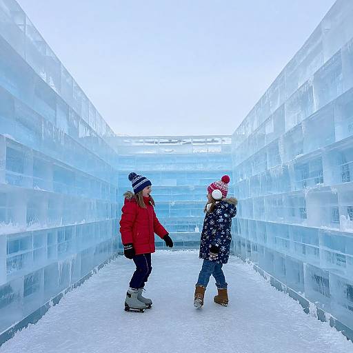 Children Playing in Ice Maze