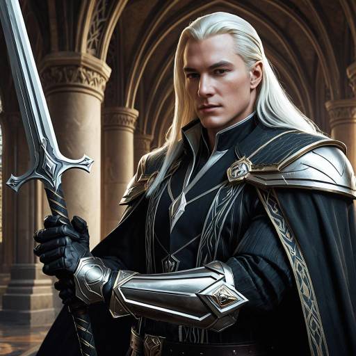 Fantasy Warrior in Elaborate Armor with Sword