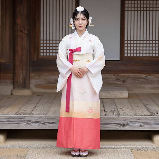 Korean Woman in Kimono Dress