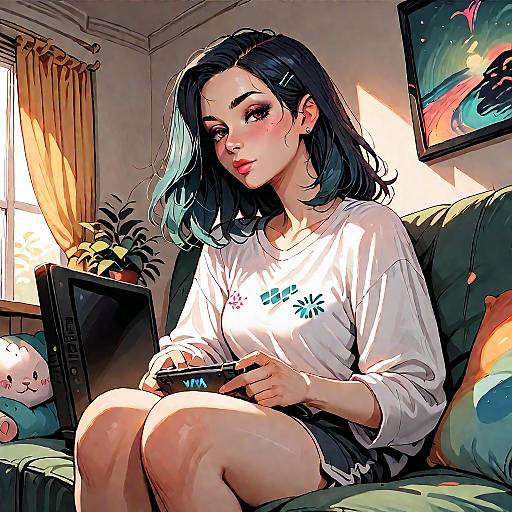 Cozy Living Room TV Watching Scene