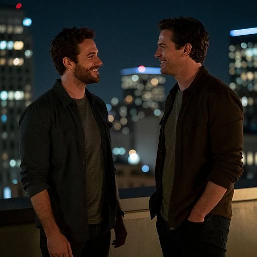 Grant Gustin and Stephen Amell Rooftop Moment