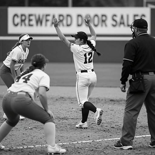Dynamic Black and White Softball Action