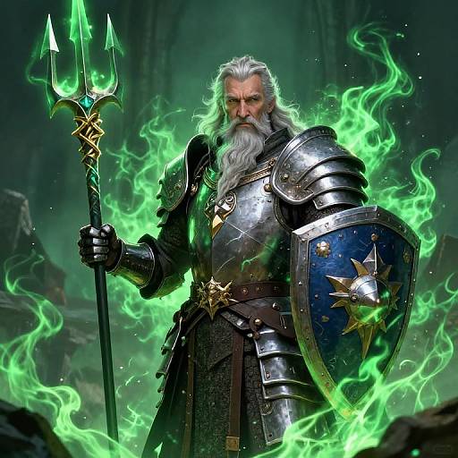 Elderly Sorcerer Knight with Trident