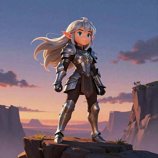 Heroic Elf Girl on Cliff Edge