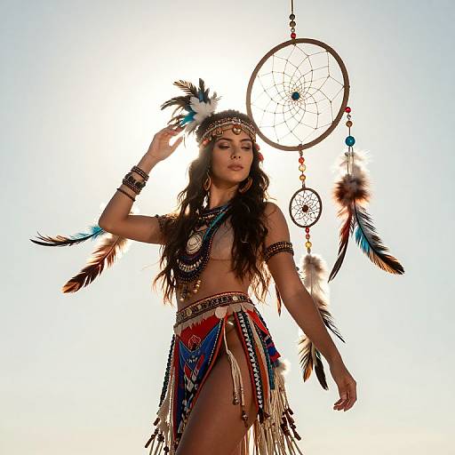 Ethereal Tribal Maiden with Dreamcatcher