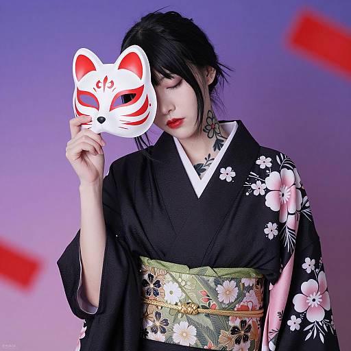 Elegant Asian Woman in Kimono