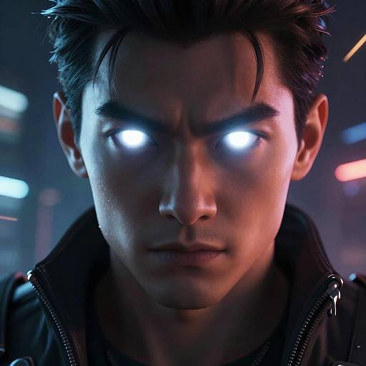 Cyberpunk Character with Glowing Eyes