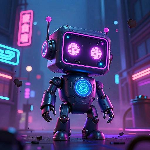 Cyberpunk Corrupted Retro Robot Mascot