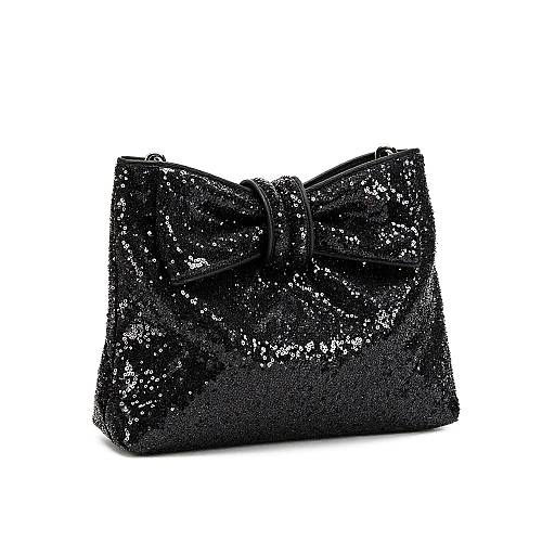 Black Glittery Purse on White Background