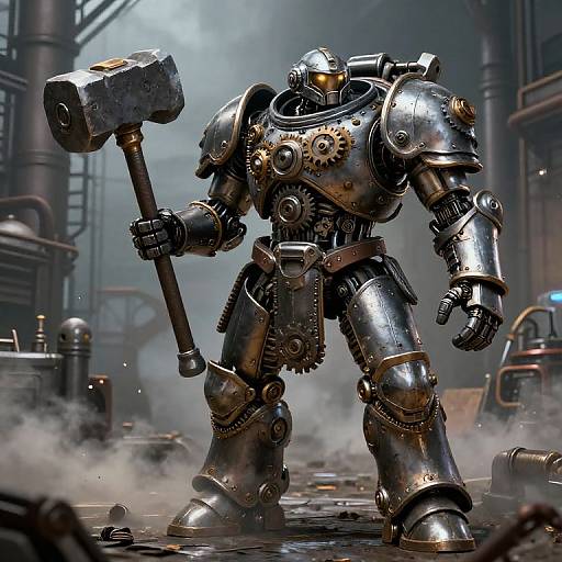 Steampunk Warrior in Industrial Armor