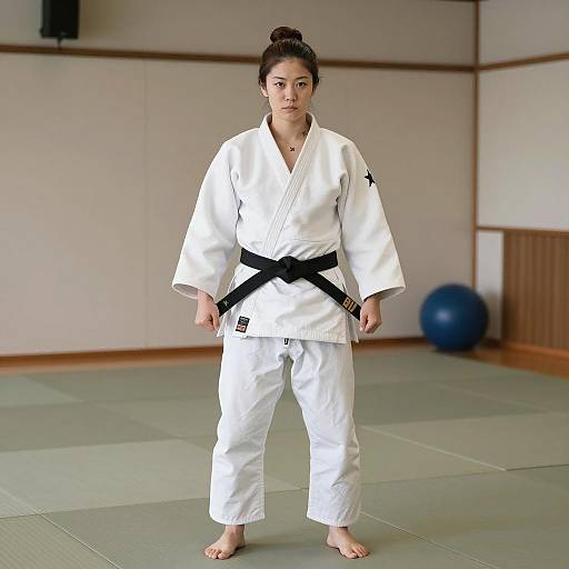 Serious Judo Practitioner in Dojo