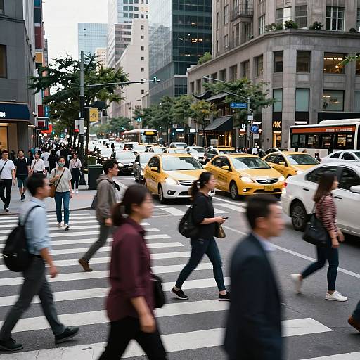 Bustling Asian City Intersection Rush Hour