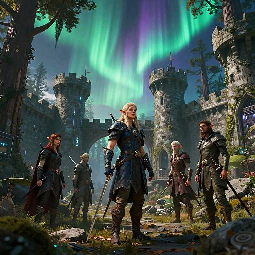 Cyberpunk Elves in Ancient Boreal Forest