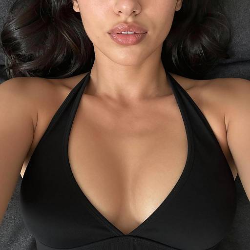 Close-up of Woman in Black Halter Top