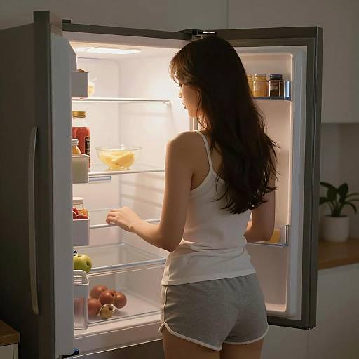 Cozy Nighttime Refrigerator Scene